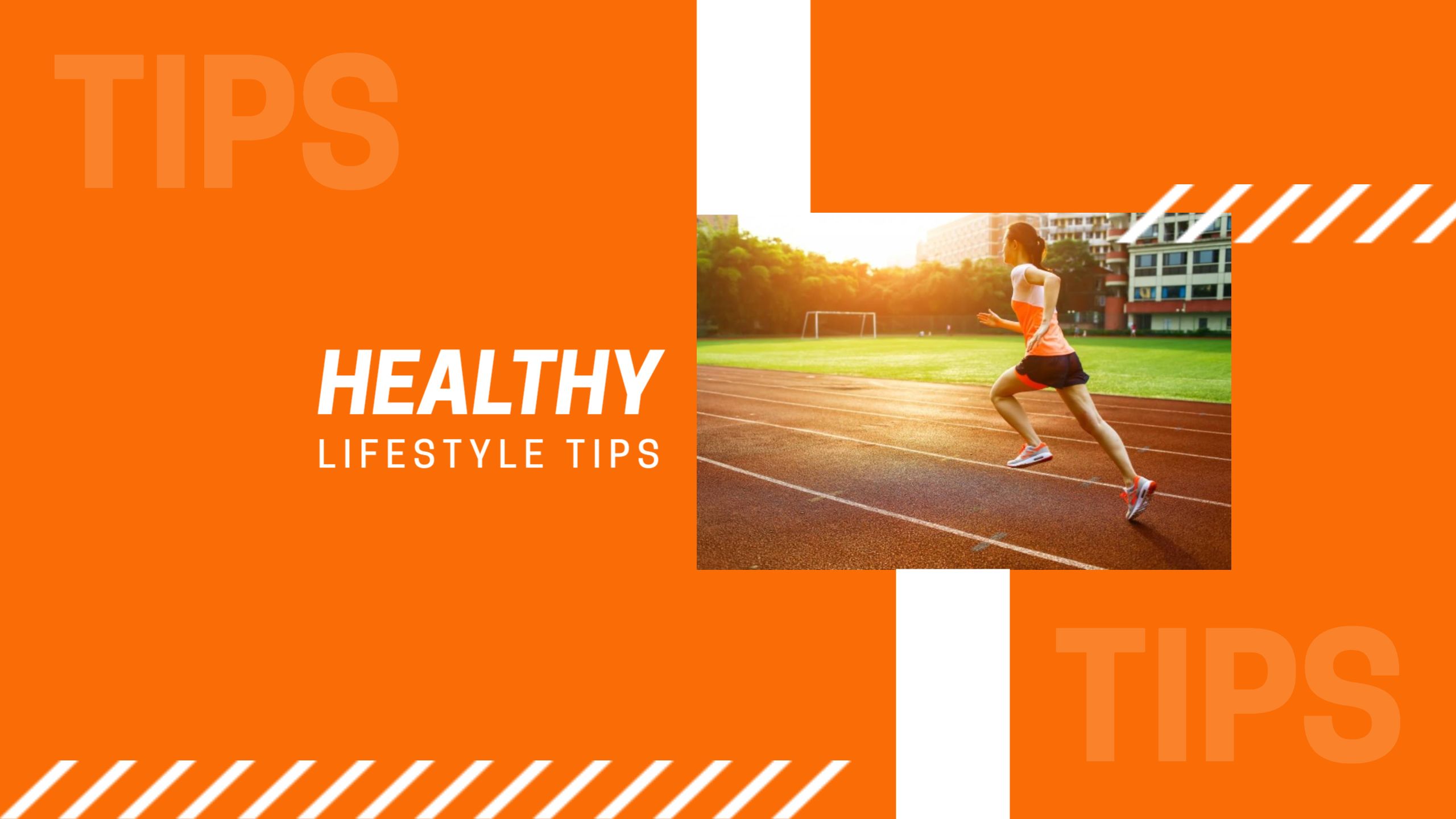 Energetic Running on Bright Orange Background YouTube Banner Template