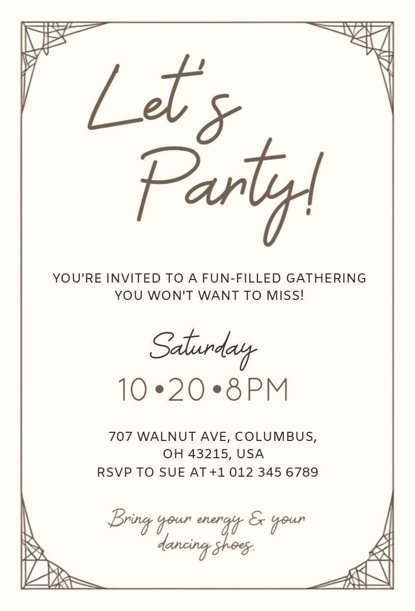 Energetic Social Gathering Fun Party Invitation Template