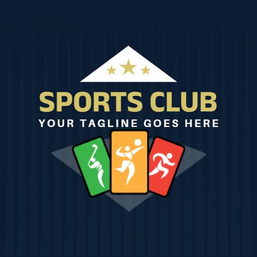 Energetic Sports Club Logo Featuring Dynamic Athletes Colors Logo Template