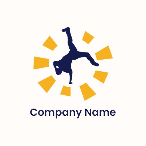 Energetic Yellow and Blue Breakdancing Moves Hip Hop Logo Template