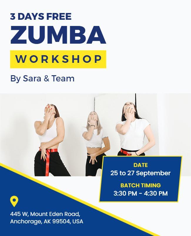 Energetic Yellow Zumba Workshop Promo Poster Template