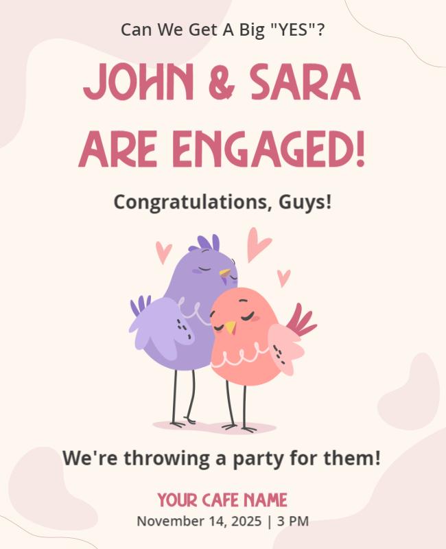 Engagement Announcement Flyer Template