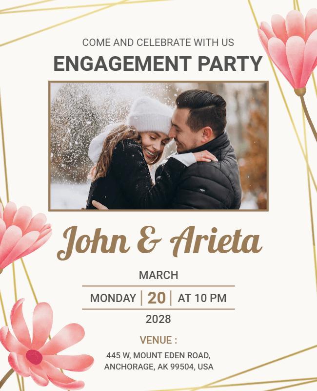 Engagement Celebration Party Invitation Flyer Template