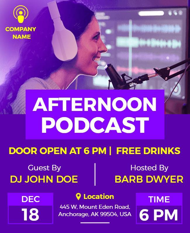 Engaging Afternoon Podcast Event Flyer Template