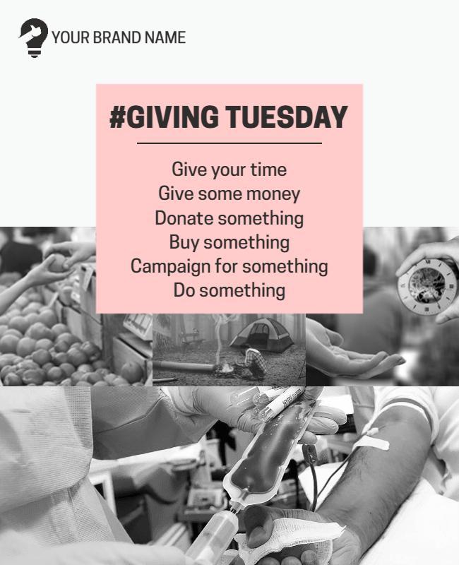 Engaging Black and Pink Giving Tuesday Charity Poster Template