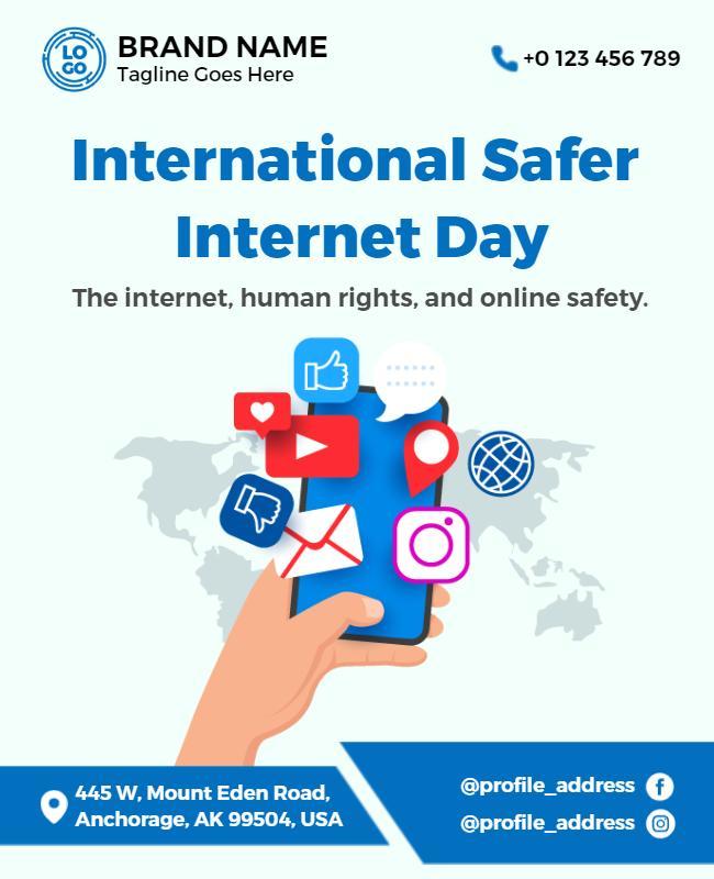Engaging Blue Digital Safety Awareness Poster Template