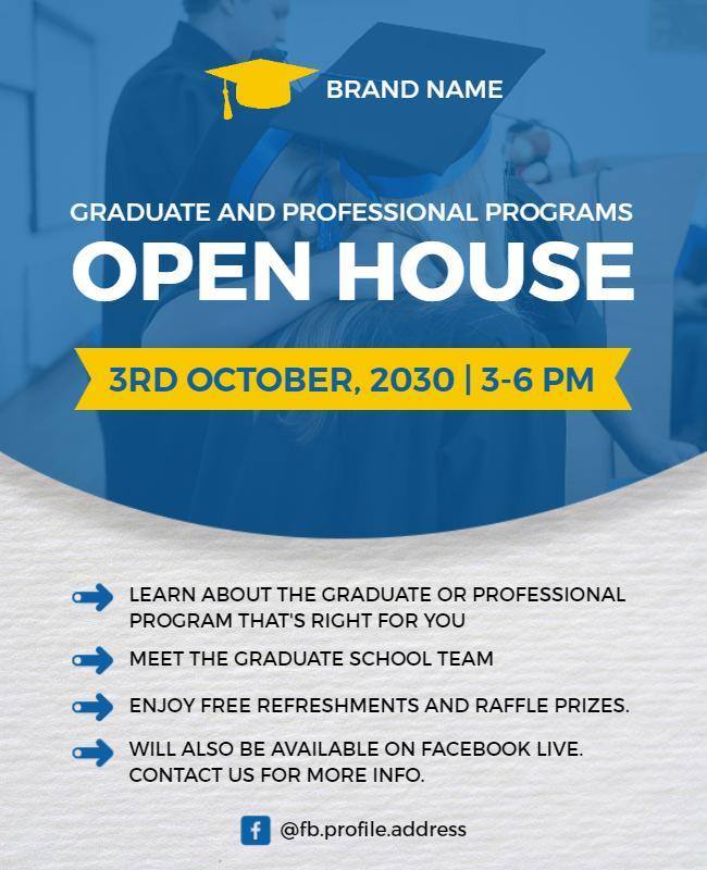 Engaging Blue Graduate Open House Invitation Poster Template