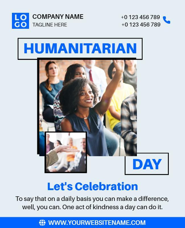 Engaging Blue Humanitarian Day Celebration Poster Template