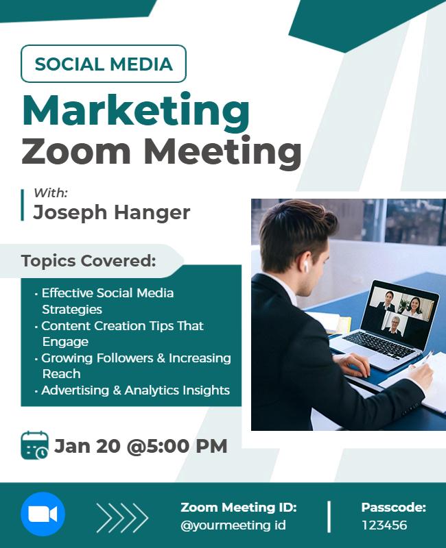 Engaging Blue Social Media Marketing Webinar Flyer Template