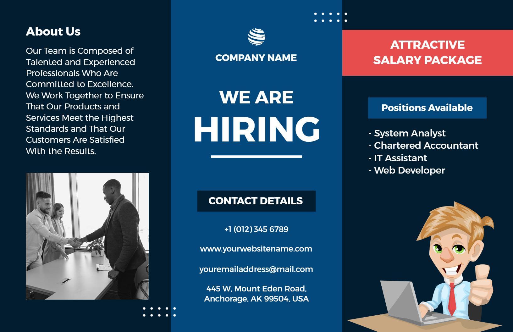 Engaging Blue We Are Hiring Job Opportunities Brochure Template