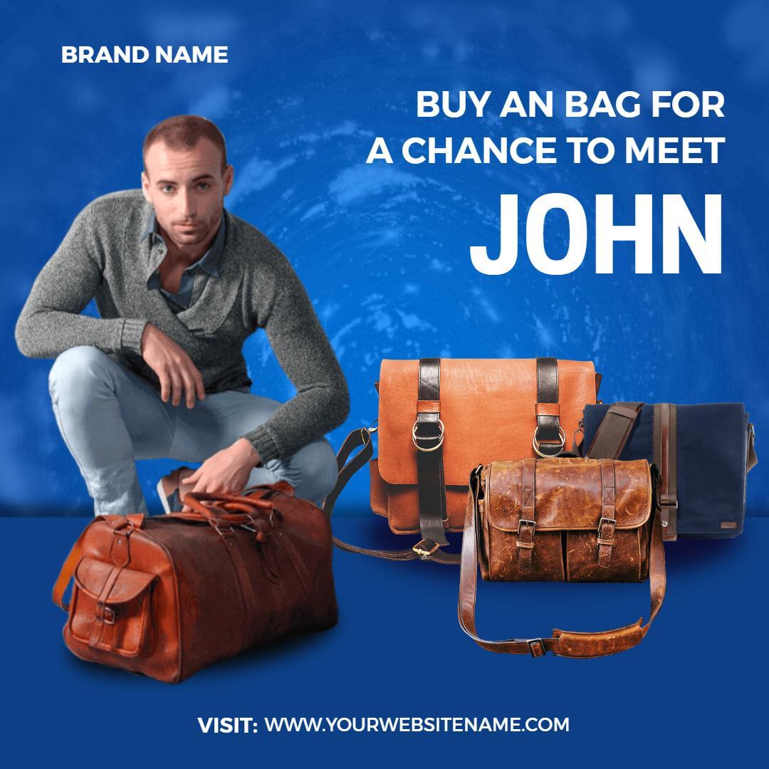 Engaging Brown Leather Bags Sales Promotion Ad Template