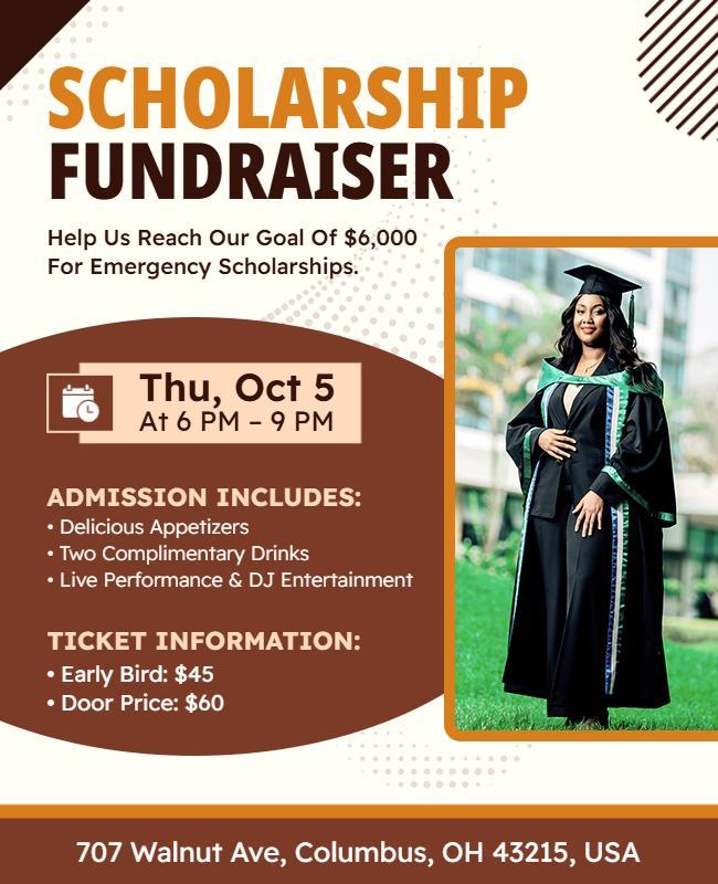 Engaging Brown Scholarship Fundraiser Event Poster Template