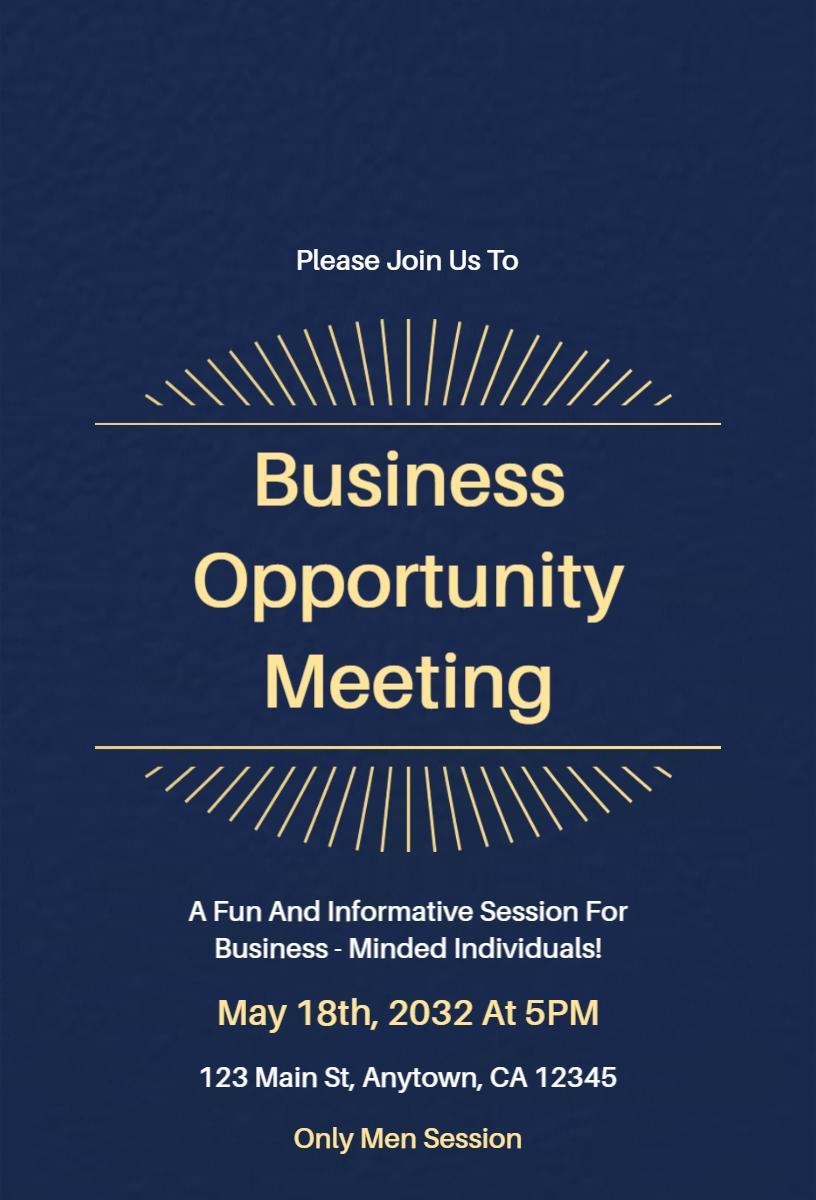 Engaging Business Opportunity Networking Meeting Invitation Template