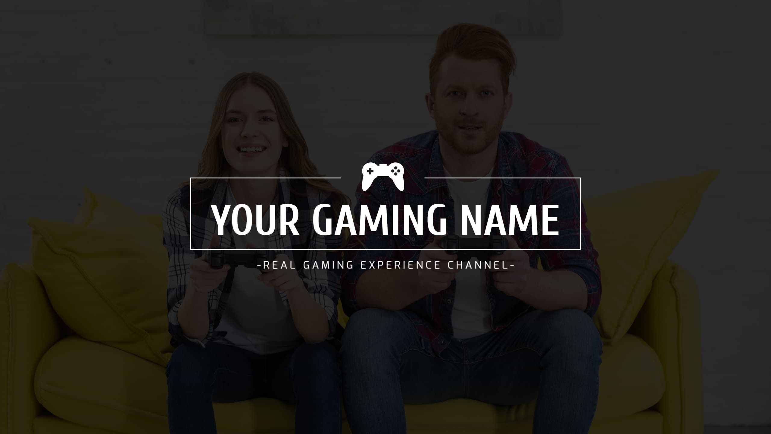 Engaging Co-Op Gamers on Bright Yellow Sofa Game Banner Template