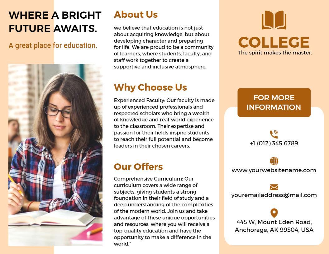 Engaging College Education Overview and Enrollment Brochure Template