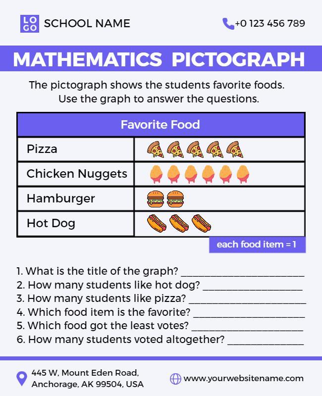 Engaging Colorful Pictograph of Students' Favorite Foods Poster Template