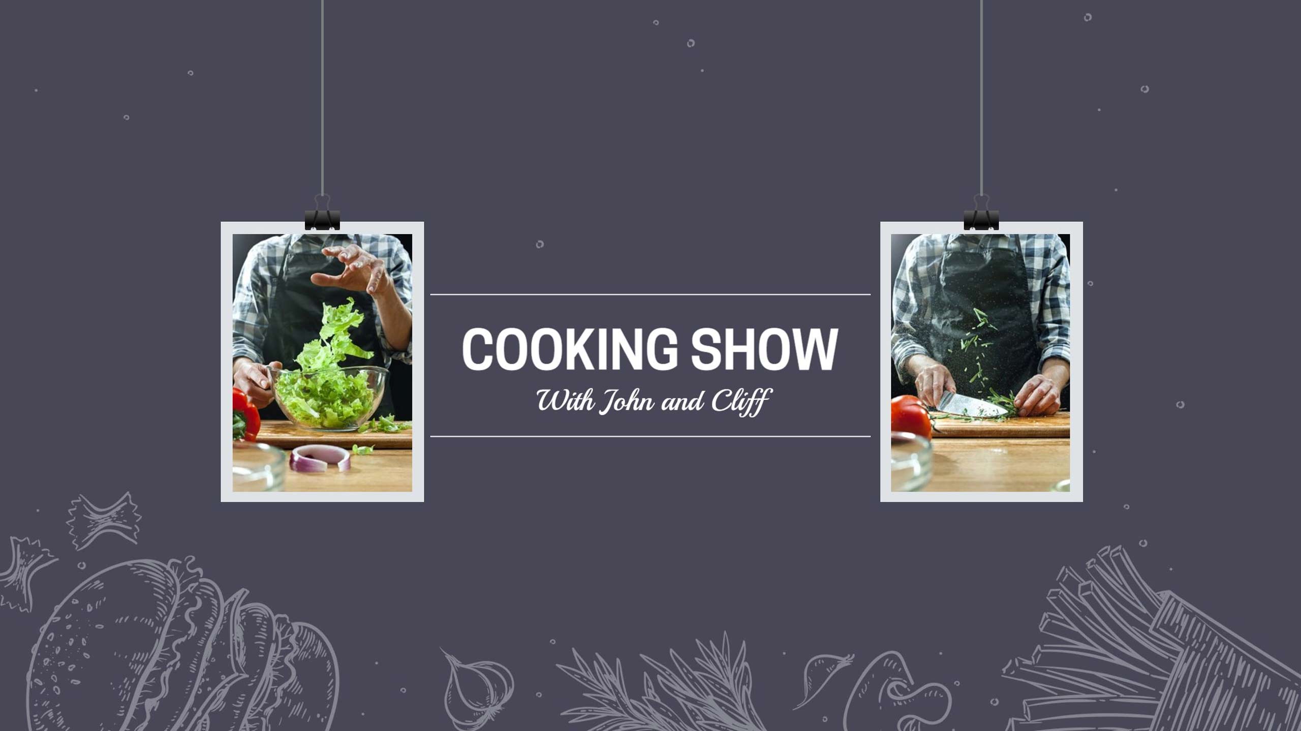 Engaging Dark Theme Cooking Show with John and Cliff YouTube Banner Template
