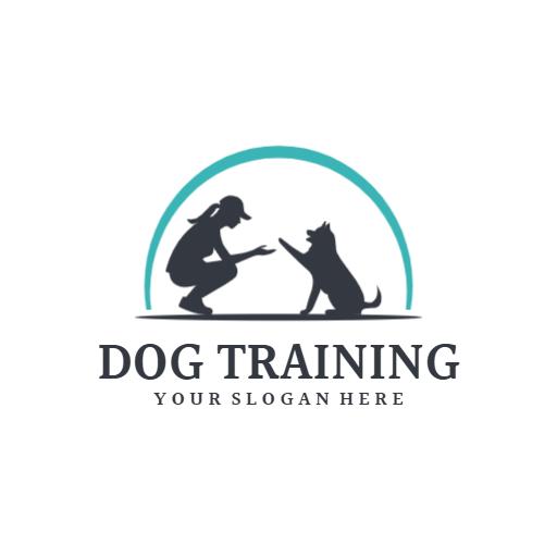 Engaging Dog Training Scene with Owner and Happy Pet Logo Template
