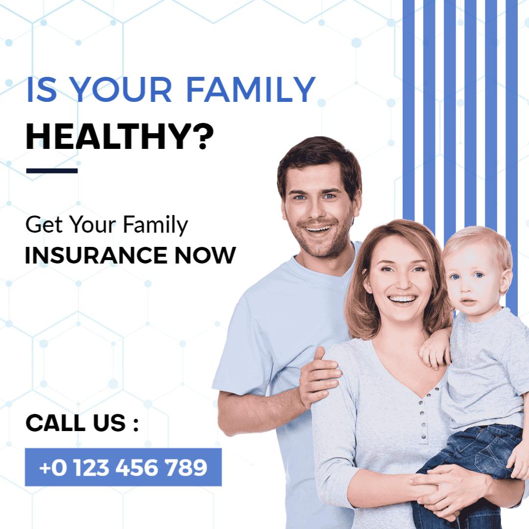 Engaging Family Health Insurance with Friendly Portrait Ad Template