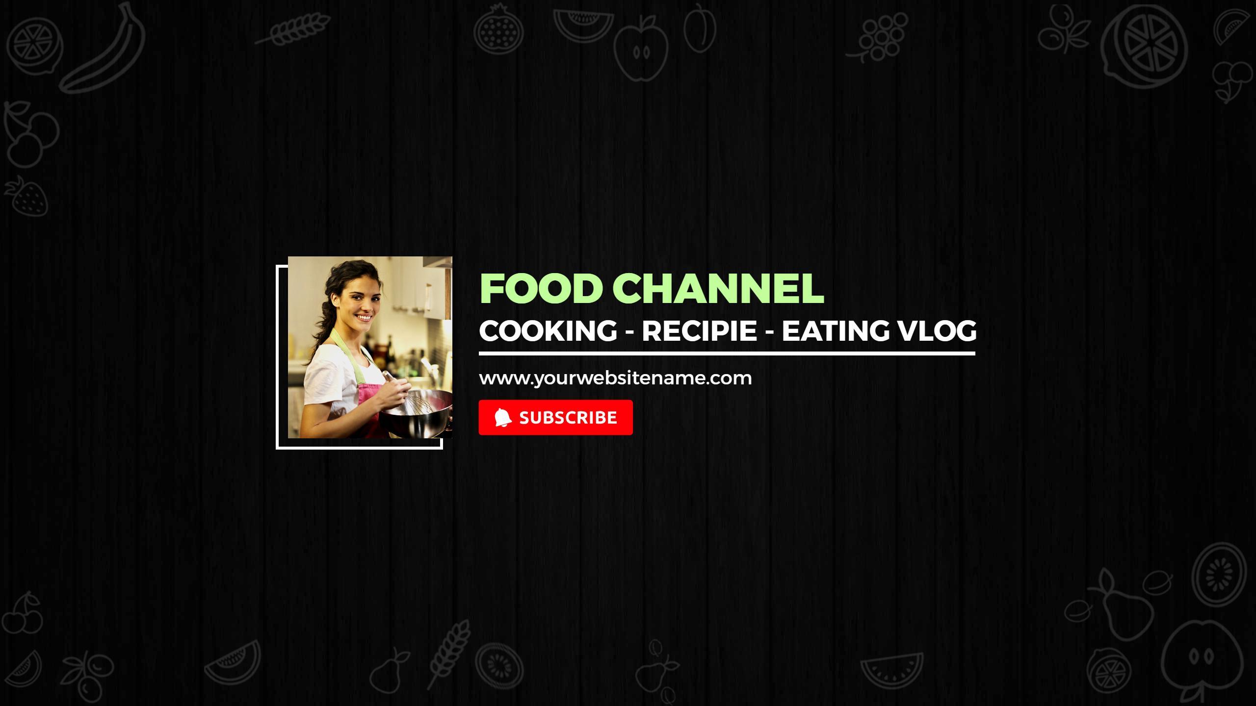 Engaging Food Cooking Tips with Black Background YouTube Banner Template
