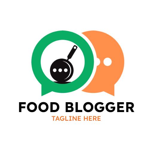 Engaging Green and Orange Design for Food Blogger Logo Template
