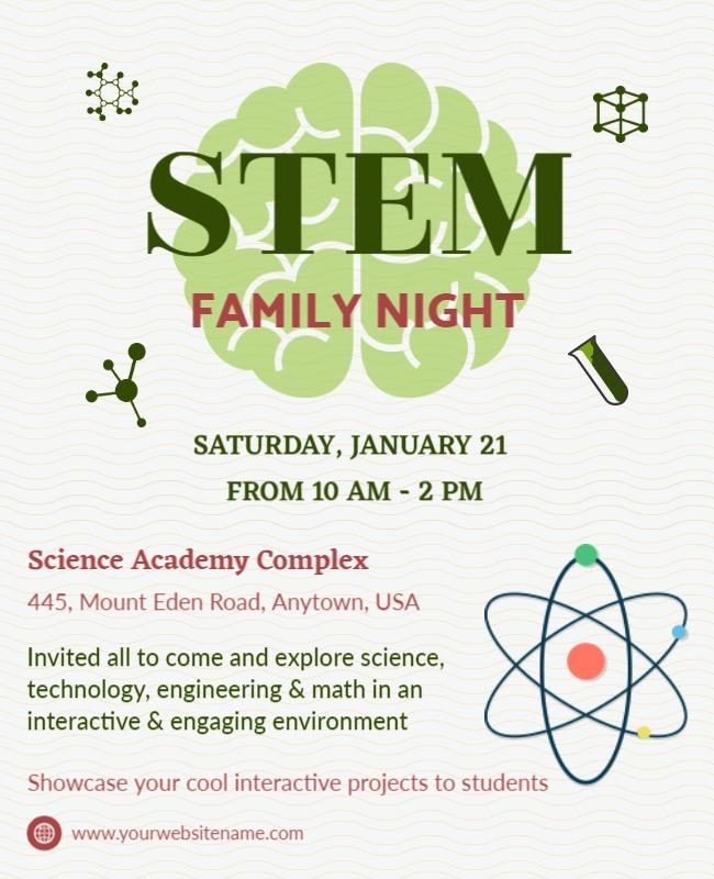Engaging Green STEM Family Night Interactive Science Poster Template
