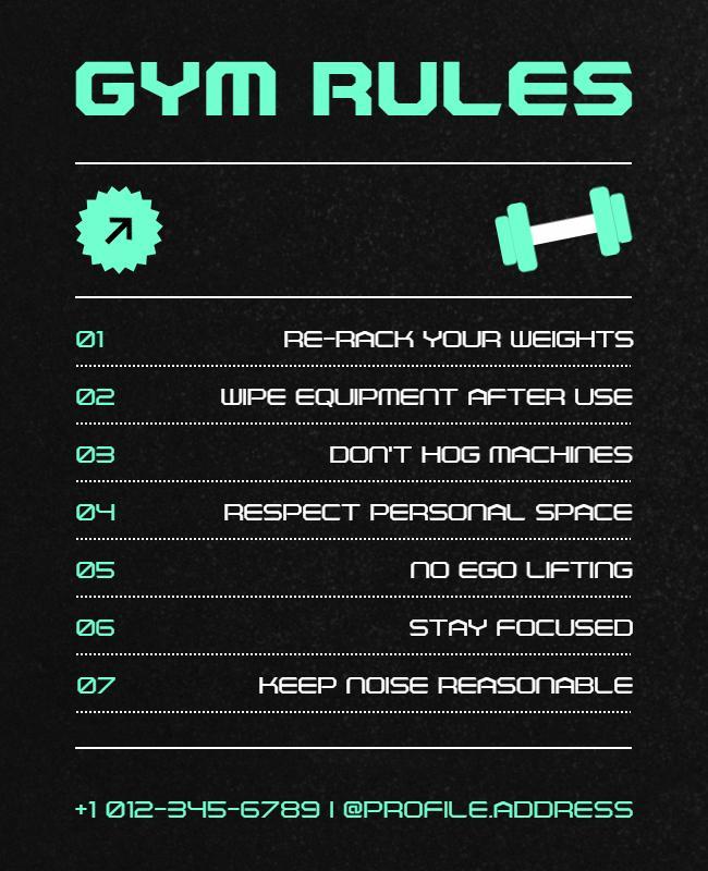 Engaging Gym Rules and Etiquette Poster Template