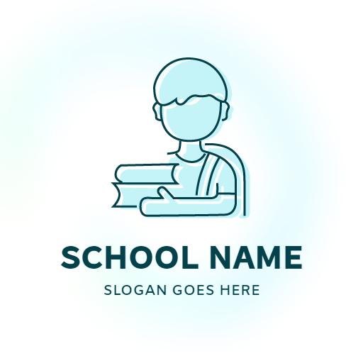 Engaging Light Blue School Student Holding Books Logo Template