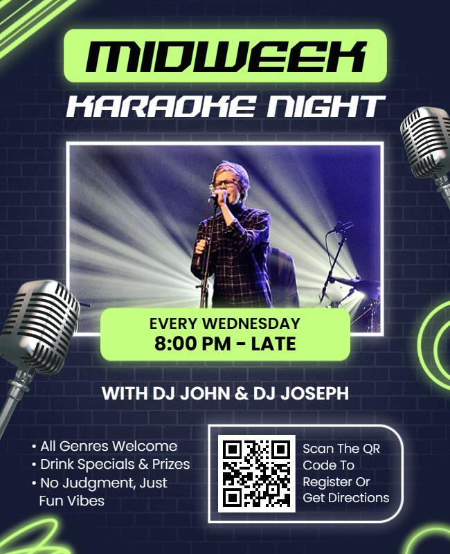 Engaging Midweek Karaoke Social Flyer Template