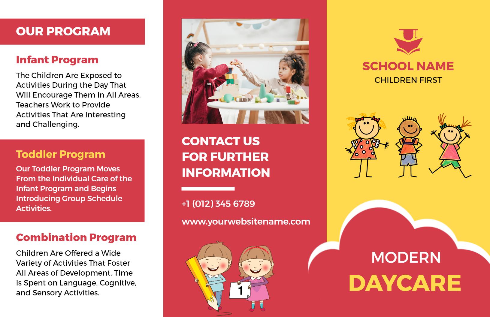 Engaging Modern Daycare Programs and Activities Brochure Template