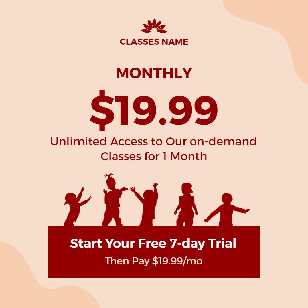 Engaging Monthly Subscription for Online Classes Ad Template