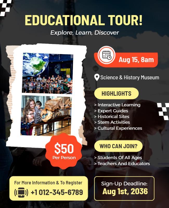 Engaging Multicolored Educational Tour at Science Museum Poster Template