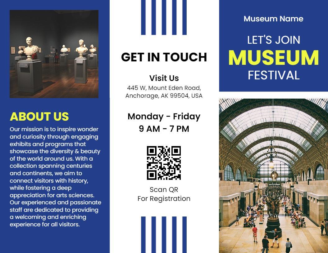 Engaging Museum Festival Events and Artifact Displays Brochure Template
