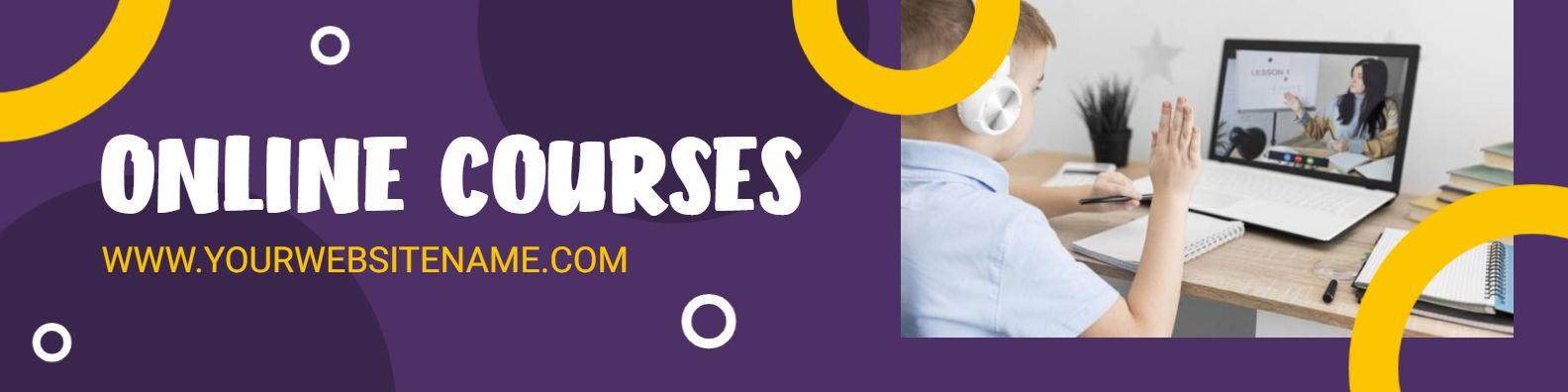 Engaging Online Courses with Purple Background LinkedIn Banner Template