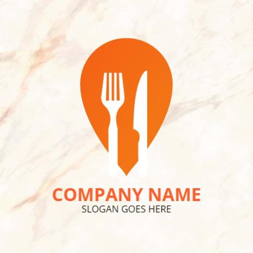 Engaging Orange Culinary Tools Representing Restaurant Company Logo Template