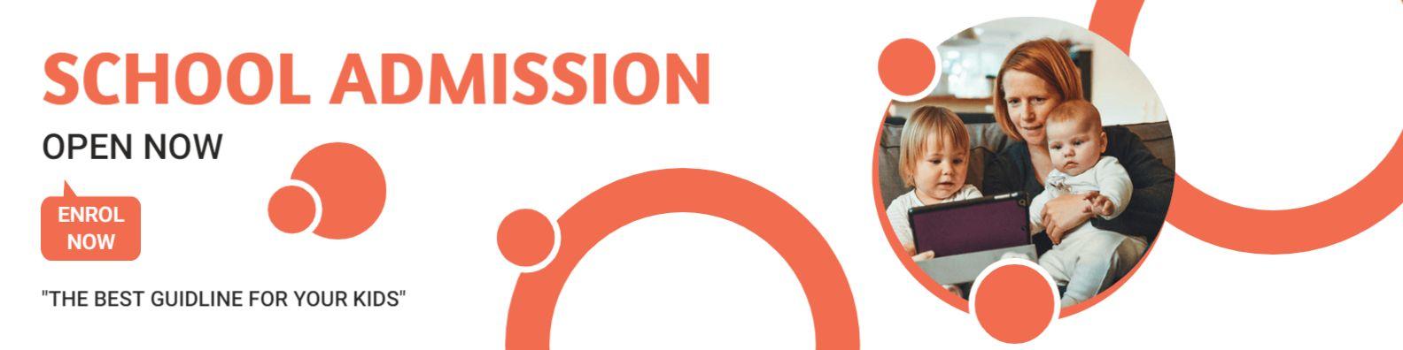 Engaging Orange Design for School Admission Information Banner Template