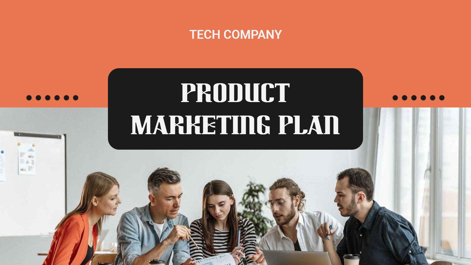 Engaging Orange Tech Company Marketing Strategy Presentation Template