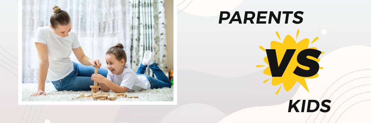 Engaging Parent-Child Playtime in Comforting Gray Twitter Banner Template