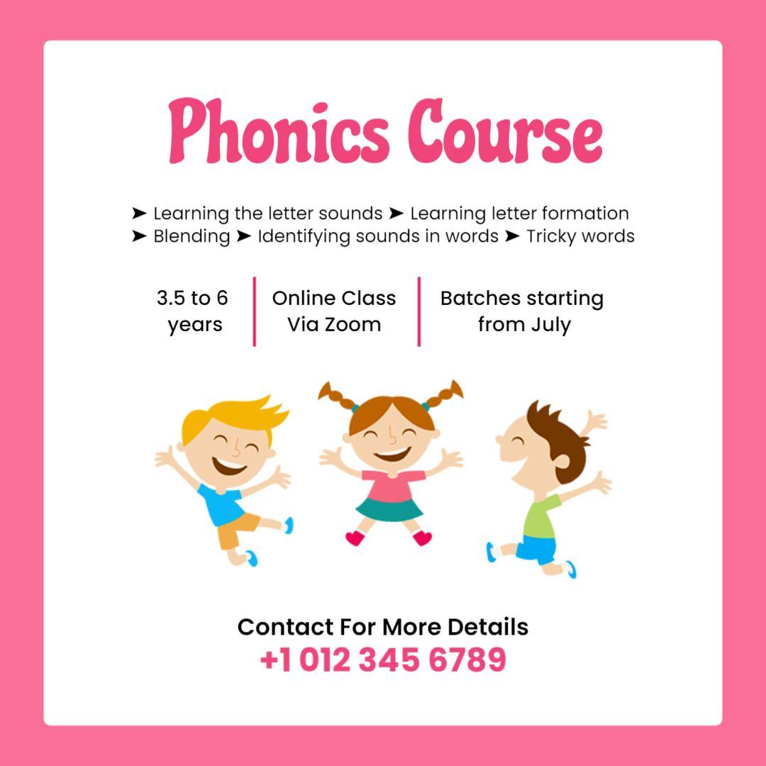 Engaging Phonics Course for Kids Aged 3.5 to 6 Ad Template
