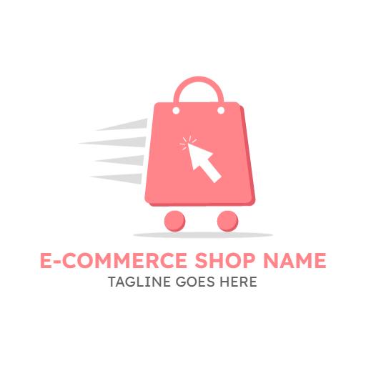 Engaging Pink Shopping Bag Emphasizing E-commerce Efficiency Logo Template