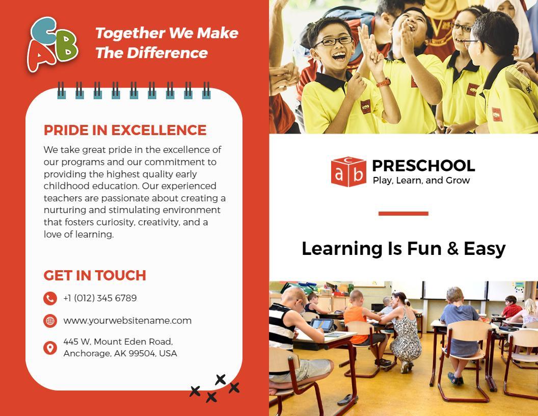 Engaging Preschool Learning and Activities School Brochure Template
