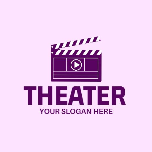 Engaging Purple Movie Clapper Showcasing Theater Drama Logo Template