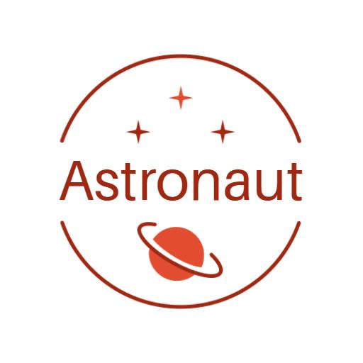 Engaging Red and White Astronaut Logo Featuring a Planet Logo Template