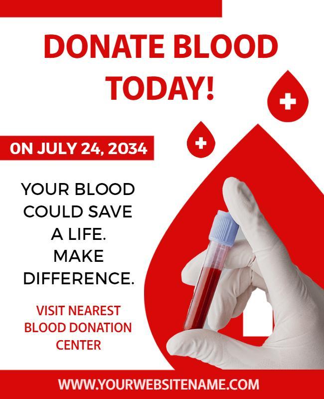 Engaging Red Blood Donation Awareness Campaign Poster Template