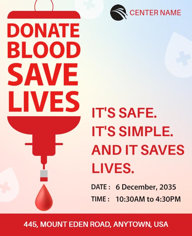 Engaging Red Blood Donation Awareness Event Poster Template