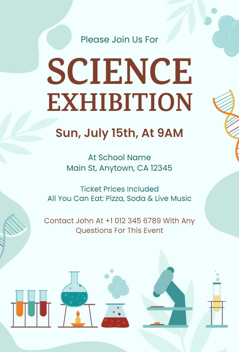 Engaging Science Exhibition Interactive Event Invitation Template