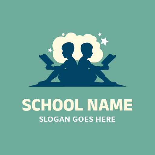 Engaging Silhouetted Children Reading Books School Logo Template