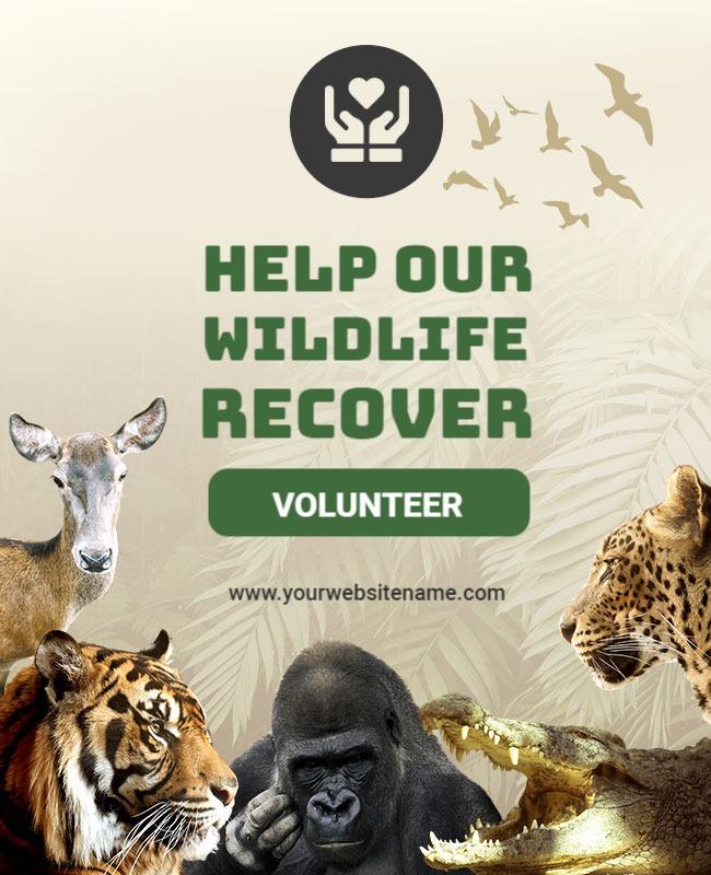 Engaging Wildlife Conservation Volunteer Recruitment Poster Template