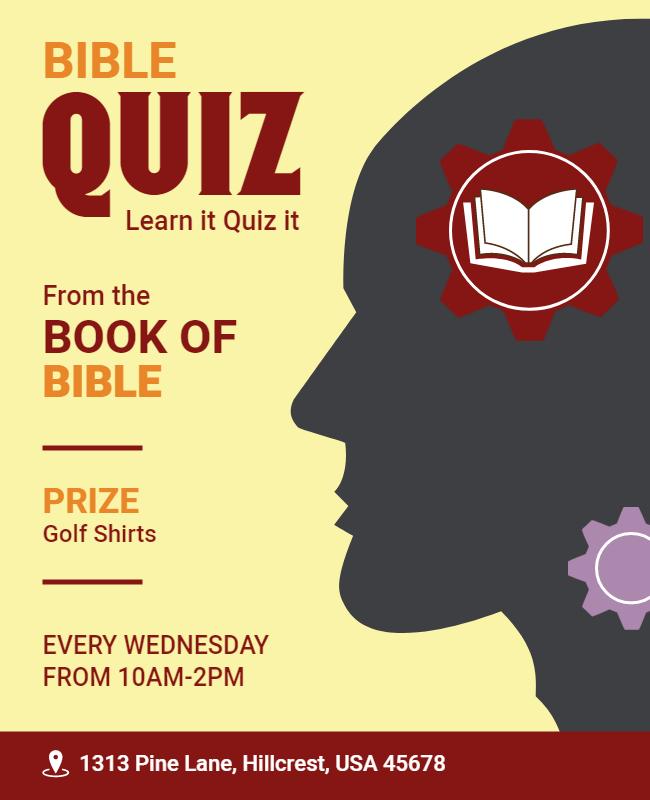 Engaging Yellow Bible Quiz Event Announcement Poster Template