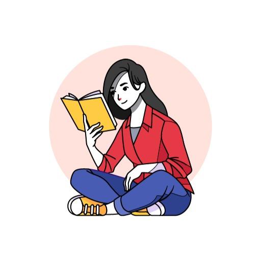 Engaging Young Woman Reading a Book for Education Logo Template